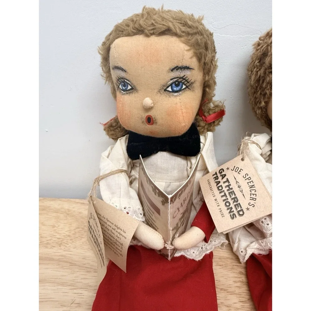 Joe Spencer Gathered Traditions Primitive Caroler Dolls Harmony & Harper Pair #6